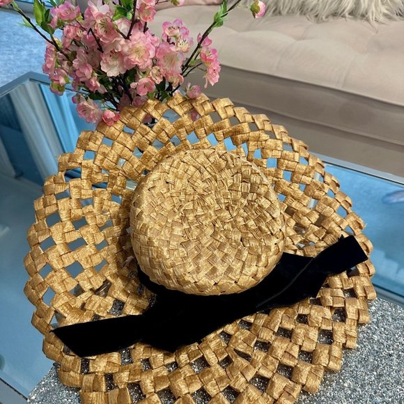 Vintage Hat Tan Cello Weave Wide Brim High Crown 1960 Style Mr John Sophisticate